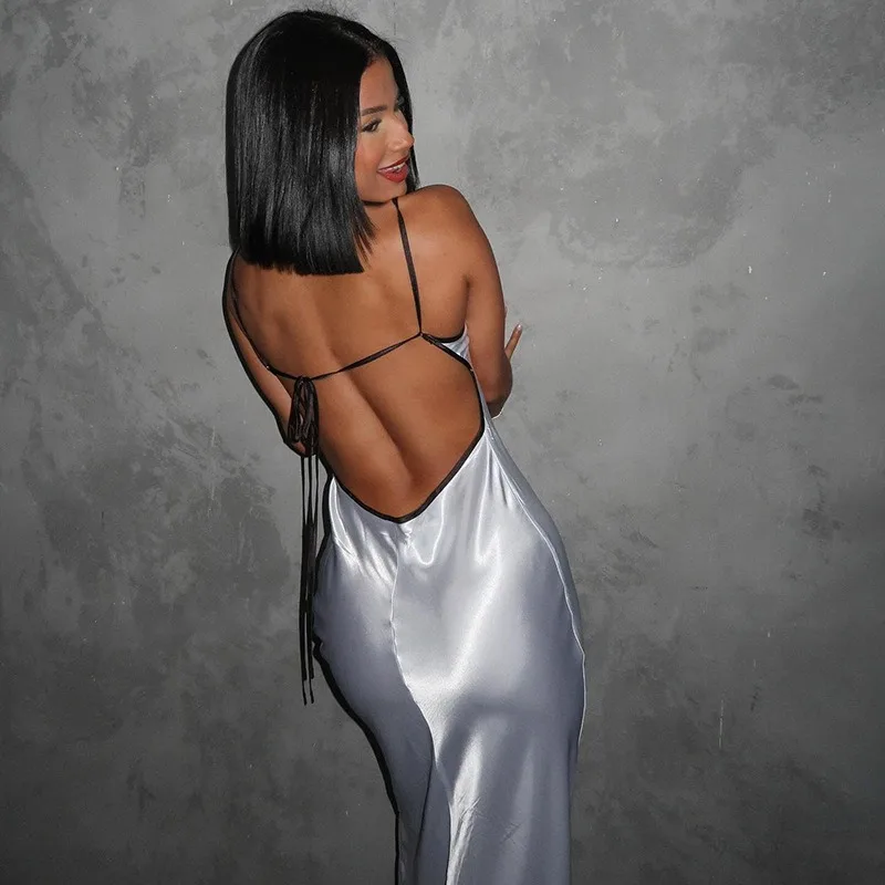 Tuularose платье с открытой спиной на тонких бретельках женское летнее белое