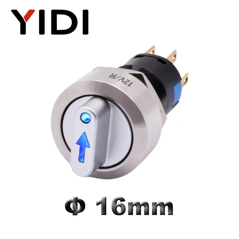 

Металлический поворотный переключатель YIDIELE 16 мм, 2-3 положения, красный/зеленый