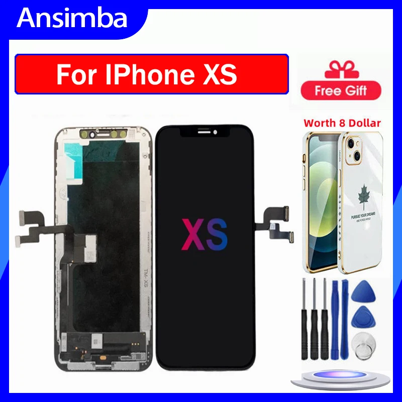 

NEW For IPhone XS LCD Screen AMOLED TFT Incell Touch Digitizer Assembly Replacement Display Tempered Glass Install Tools