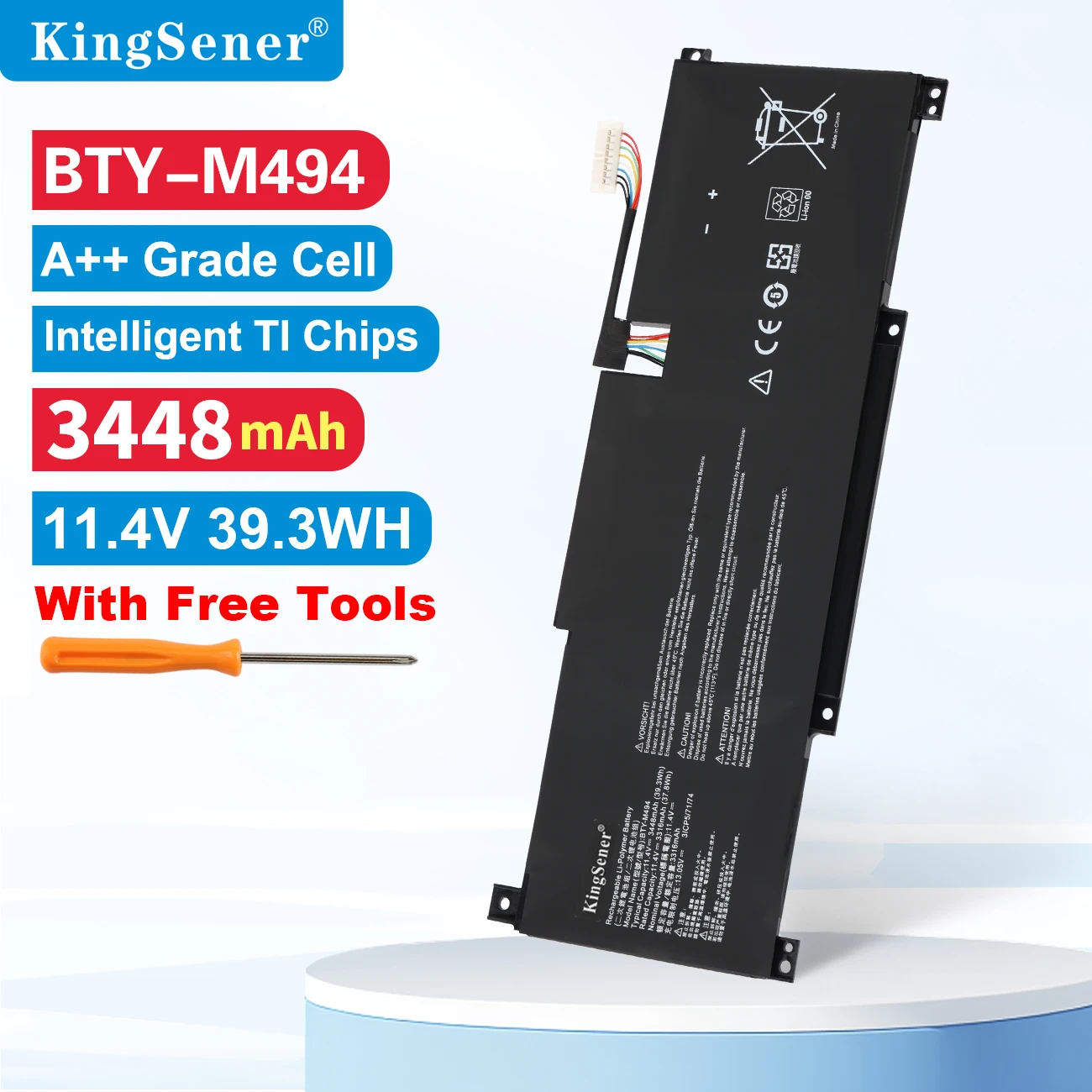 Фото BTY-M494 Аккумулятор для ноутбука MSI Modern 15 H C13M B13M B12M Modern 14 C11M C12M C12MO C7M C7M-091 C7M-092 Серия 11,4 В 39,3 Втч №1