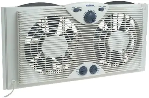 

Dual 8" Blade Twin Window Fan with Manual Controls, 3 Speed Settings, White