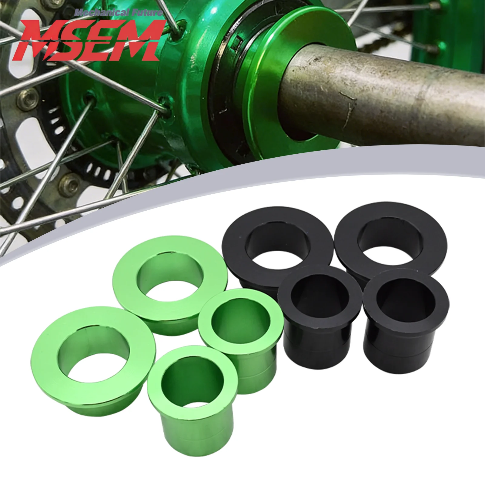 Фото Для мотоциклов Kawasaki KLX450R 2008-2019, KX450F, KX250F, KX250 2006-2020, KX125 2006-2020: Алюминиевые проставки для передних и задних колесных ступиц с ЧПУ №1