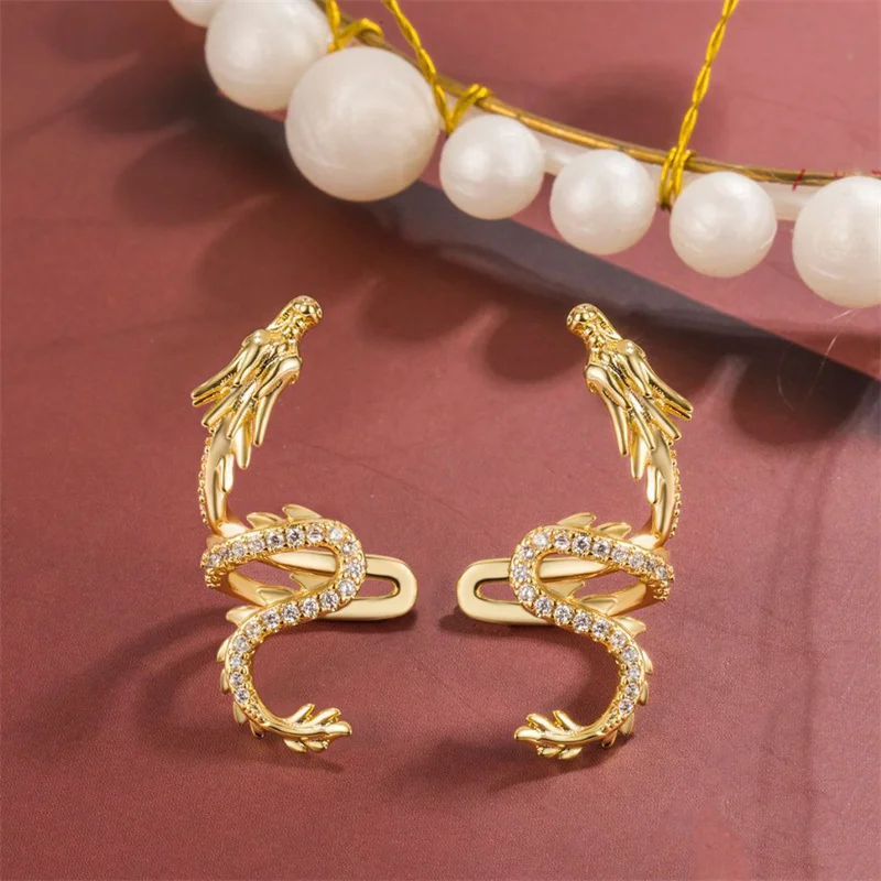 Стильные Простые серьги-клипсы В Форме Дракона