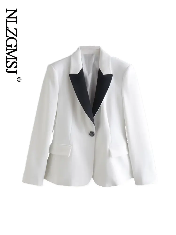 

Nlzgmsj Blazer Women 2022 Spring Autumn Fashion Temperament Formal Slim One Button Long Sleeve Jacket Office Ladies Work Coat