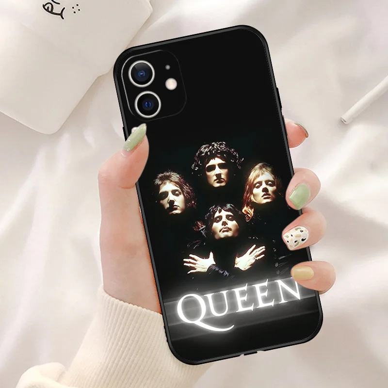 Чехол для Телефона iphone 16Plus XR XSMax 15 14 13 12 11 16 Pro Max Mini 7 8 Plus 15Pro QUEEN Band черный мягкий