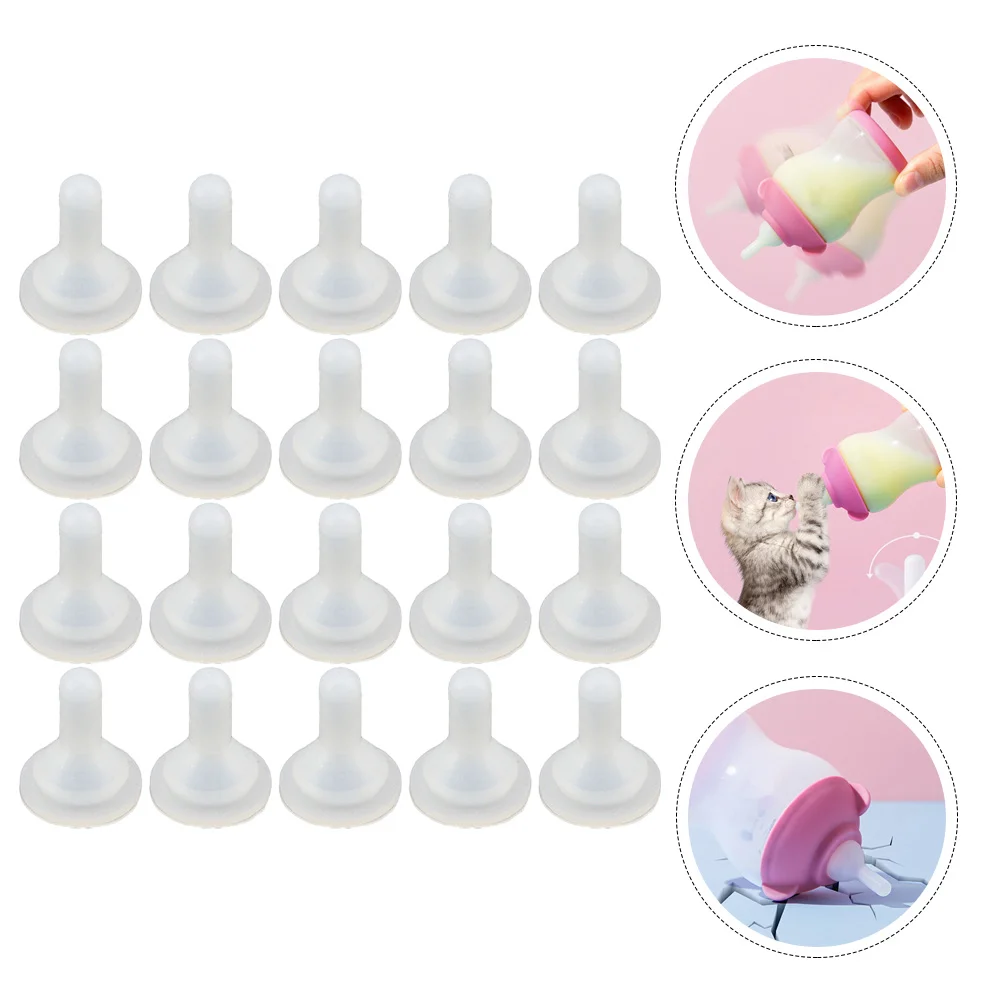 

20 Pcs Kitten Nursing Multitools Pet Nurser Bottle Pacifier Dogs Puppy Feeder Lamb Soft Silicone Breast-feeding