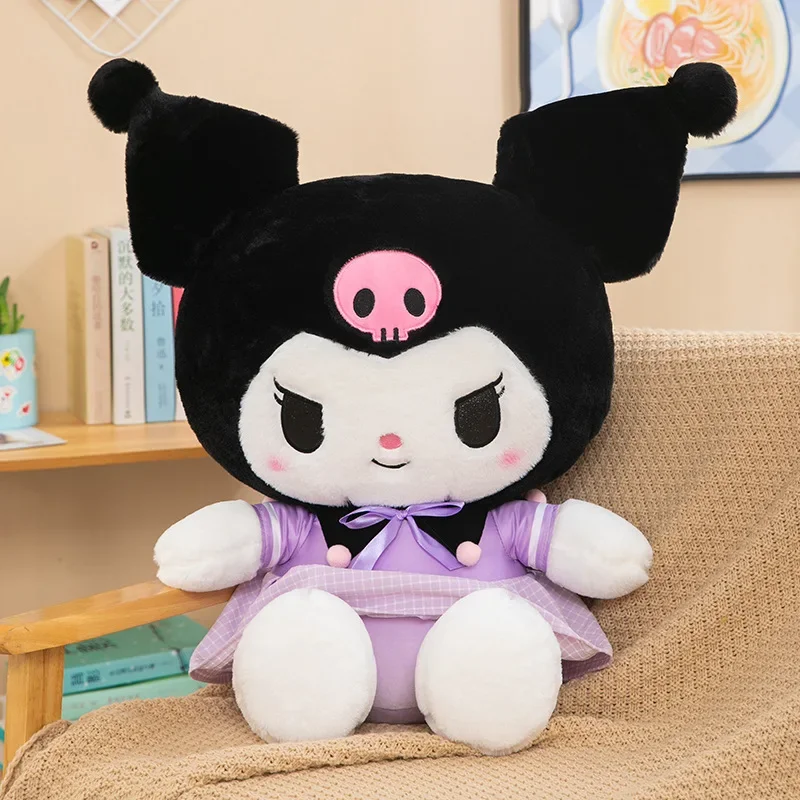 Sanrio Kuromi плюшевые игрушки Kawaii аниме куклы клетчатая юбка 35-85 см мягкая подушка