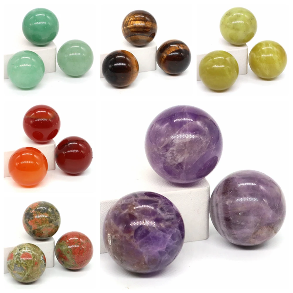 

20mm Crystal Ball Natural Gems Sphere Healing Chakra Pocket Stone Amethyst Reiki Energy Quartz Polished Round Bead Home Decor