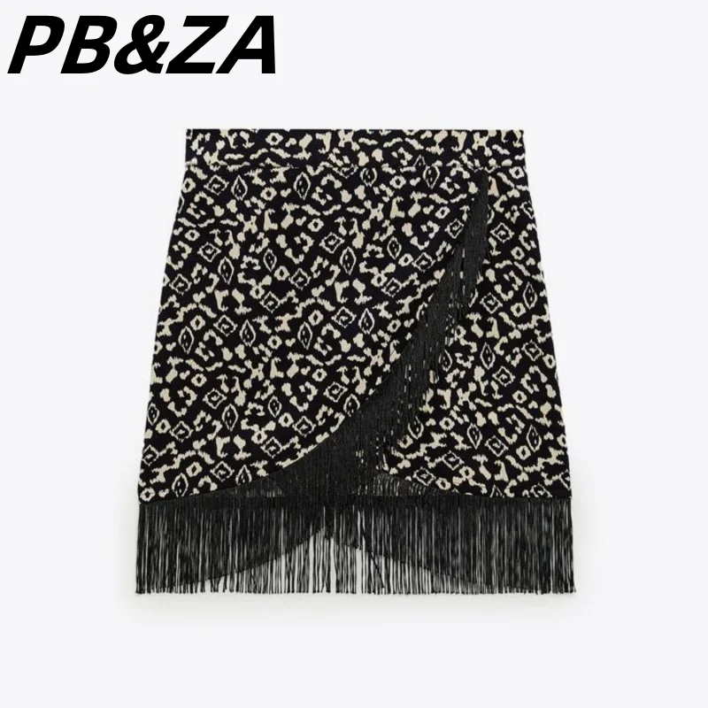 

PB & ZA 2023 New Women's European and American Style High -waisted High -waisted Two Placket Printed Mini Half Skirts 2298060064