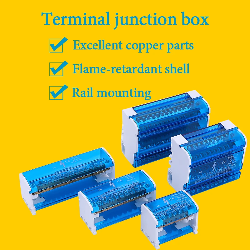 

Secondary and fourth level terminal copper bar guide Distribution rail type busbar cable junction box UK-207/211/215/407/411/415