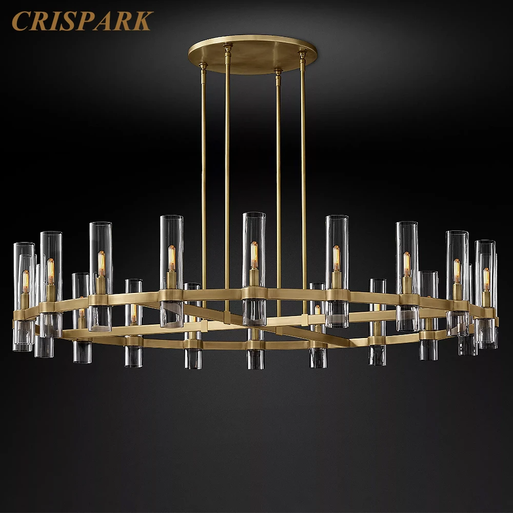 

Ravelle Round Chandelier Modern Foyer Ceiling Chandelier LED Clear Cylindrical Glass Pendant Chandelier Lamp for Master Room