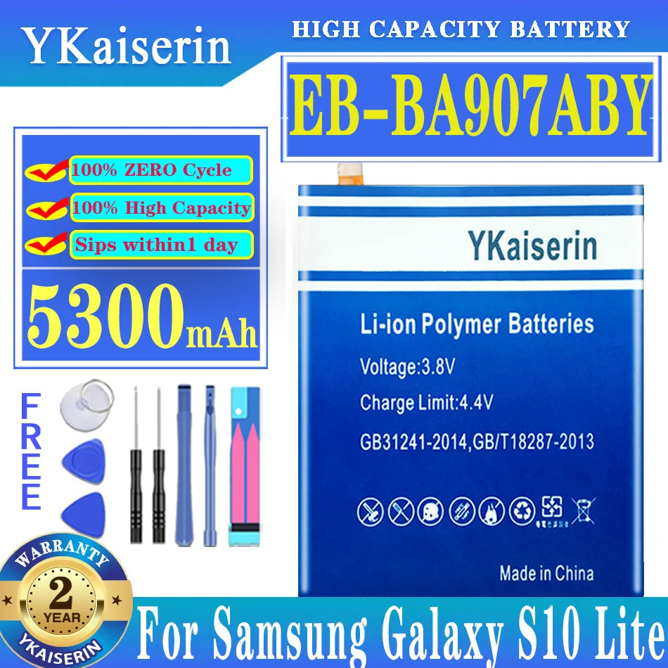 

YKaiserin EB-BA907ABY Battery for Samsung Galaxy S10 Lite S10Lite Genuine Replacement Phone Battery 5300mAh with Free Tools