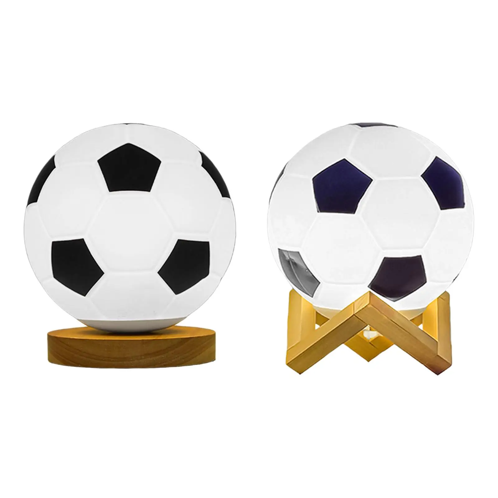 

Soccer Lamp Table Lamp Dimmable LED Night Light USB Solid Wood Base Warm Mood Lighting for Bedside Bedroom Study Kids Gift