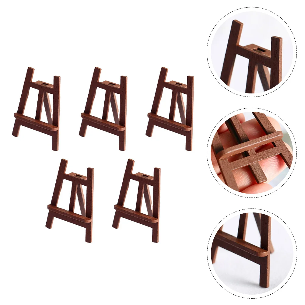 

5 Pcs Mini Easel Model Miniature Dollhouse Easel 1 12 Scale Wooden Toy Ornament Decorations DIY Landscaping Accessory