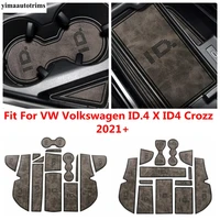 pu leather gate slot mat for vw volkswagen id 4 x id4 crozz 2021 2022 anti slip rubber door pad cup holder non slip accessories