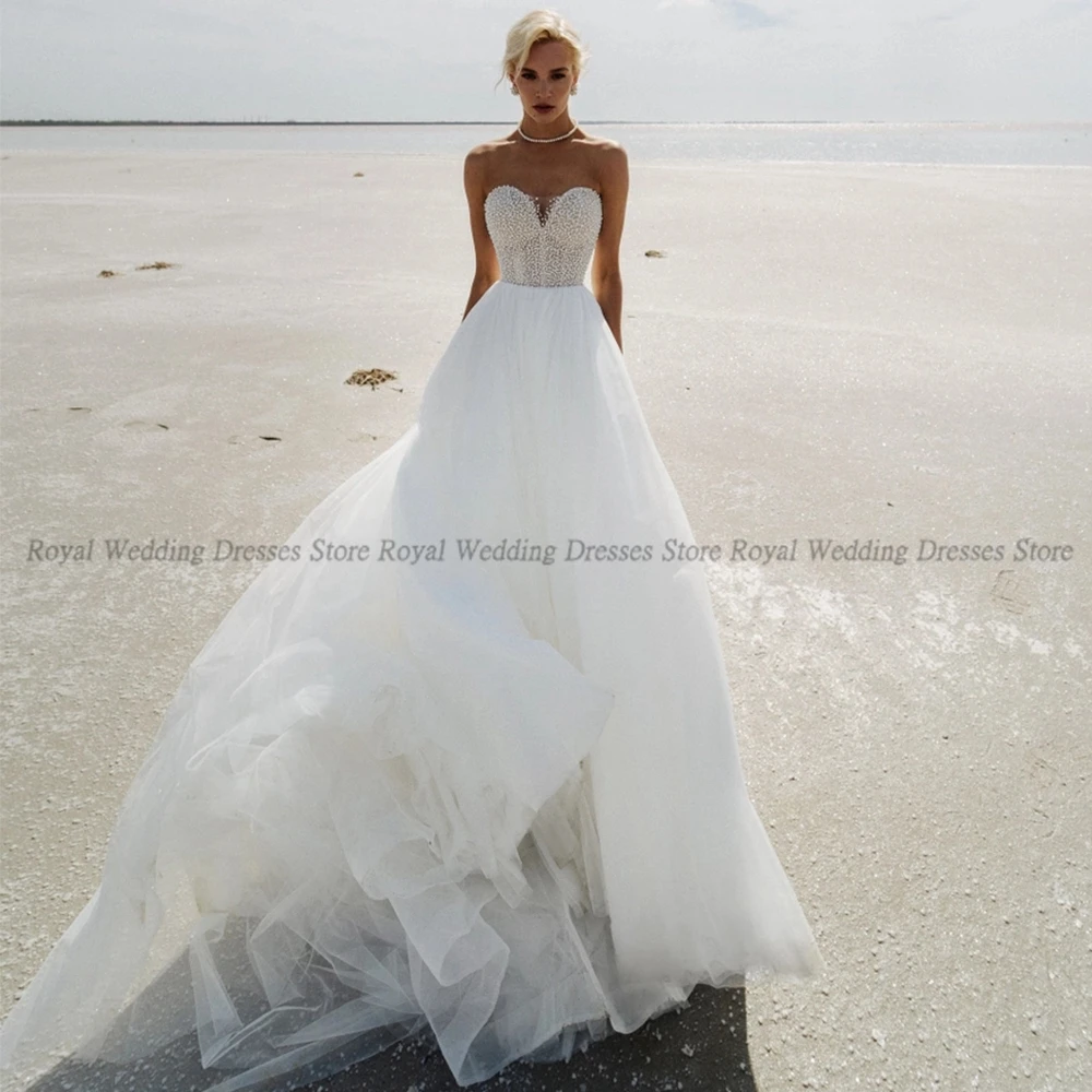 

High Quality A Line Wedding Dresses Sweetheart Applique Draped Open Back 2022 Summer Sleeveless Floor Length Gowns Robe De Ma