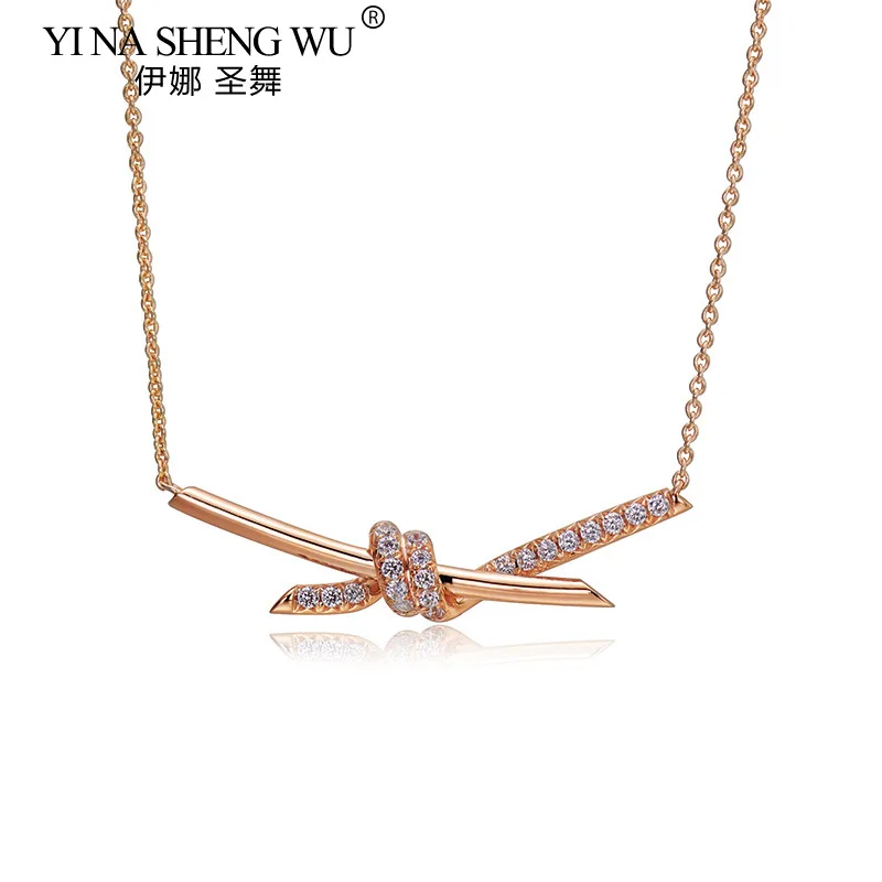 

S925 Sterling Silver Knot Female Necklace Niche Light Luxury Exquisite Temperament Gentle Clavicle Chain Valentine's Day Gift