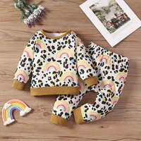newborn baby clothes sets lovely spring fall toddler boy girl clothing 2pcs set leopard rainbow long sleeve tops trousers 0 24m