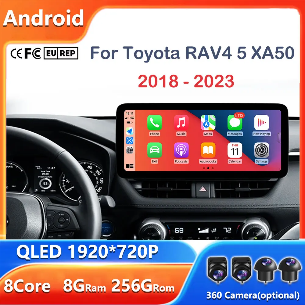 4G 12 3 дюйма BT 5.0 для Toyota RAV4 5 XA50 2018-2023 Автомобильный радиоприемник Мультимедийный