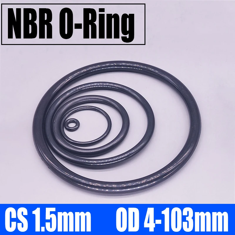 

Уплотнительное кольцо NBR, 10-50 шт., уплотнительная прокладка CS 1,5 мм, внешний диаметр 4-103 мм, прокладка из нитриловой бутадиеновой резины, шайба с маслостойкостью, круглая черная форма