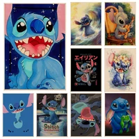 disney cartoon stitch movie posters vintage room home bar cafe decor posters wall stickers