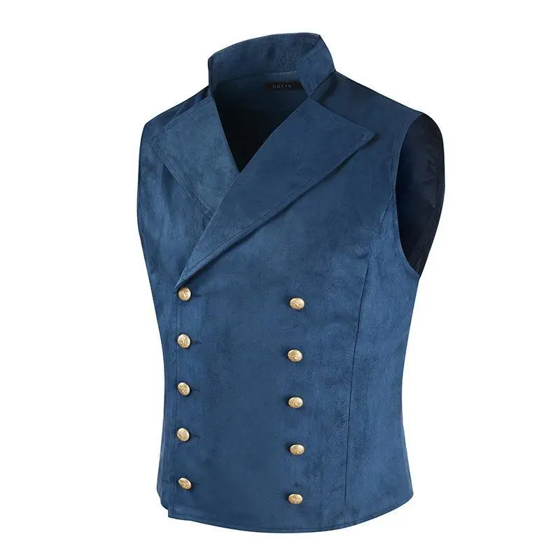 

Men's Vests Sleeveless Lapel Double Breasted Solid Color Vintage Business Joker Breathable Male Slim Suit Jacket