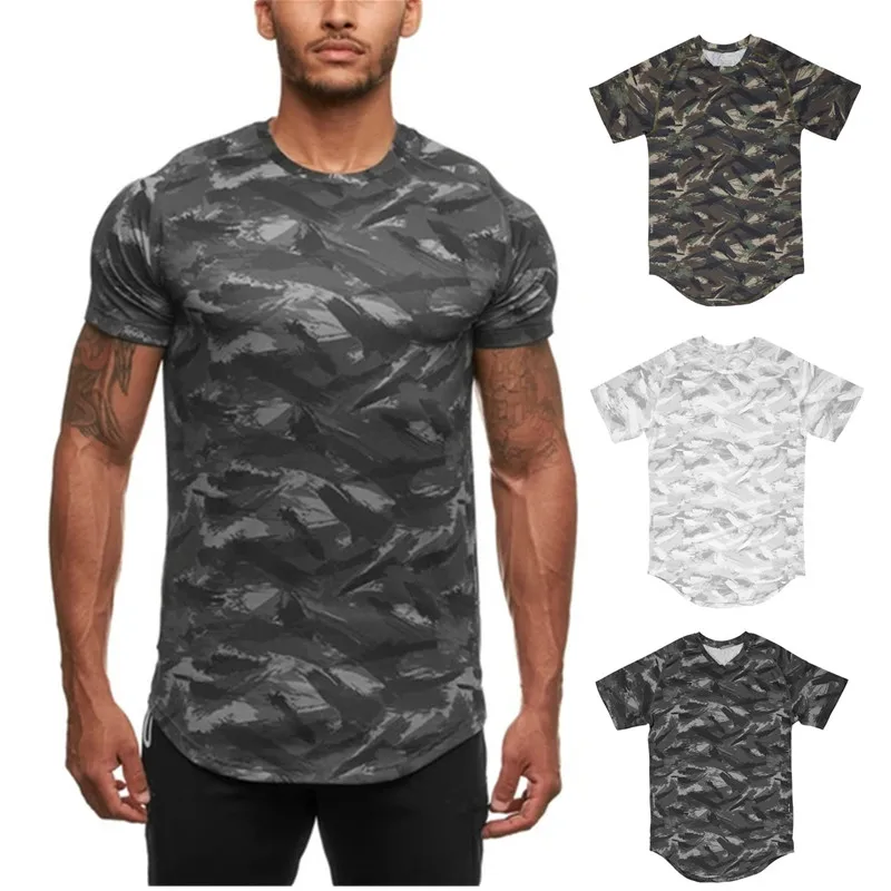 

High Quality Polyester Men Running T Shirt Quick Dry Fitness Shirt Training Exercise Clothes Gym Sport Shirt Tops Lightweight