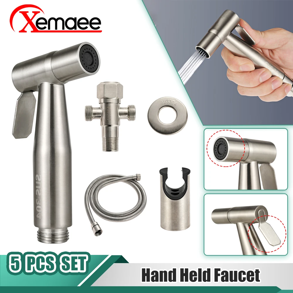 

Handheld Toilet Bidet Faucet Stainless Steel Hand Bidet Sprayers Brushed Water Gun Spray Gun for Shower Bathroom Cleaning Tools