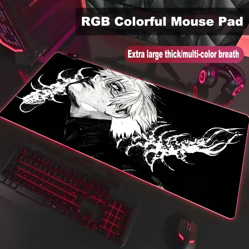 Фото Коврик для мыши Tokyo G-Ghoul Ken Kaneki, высококачественный игровой коврик с RGB LED подсветкой для ПК, большой коврик для студентов, светящийся коврик для геймеров HYBXXC №2