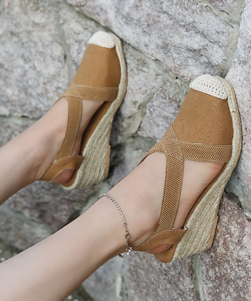 

Women's Ankle Strap Sandals Comfortable Slippers Ladies Womens Casual Shoes Breathable Flax Hemp Canvas Pumps zapatillas mujer