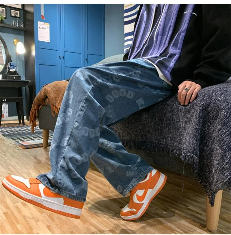 Men's Jeans Spring New Trend Fashion Brand Men's Pants Loose Straight Wide-Leg Harajuku Style Casual Long Pants