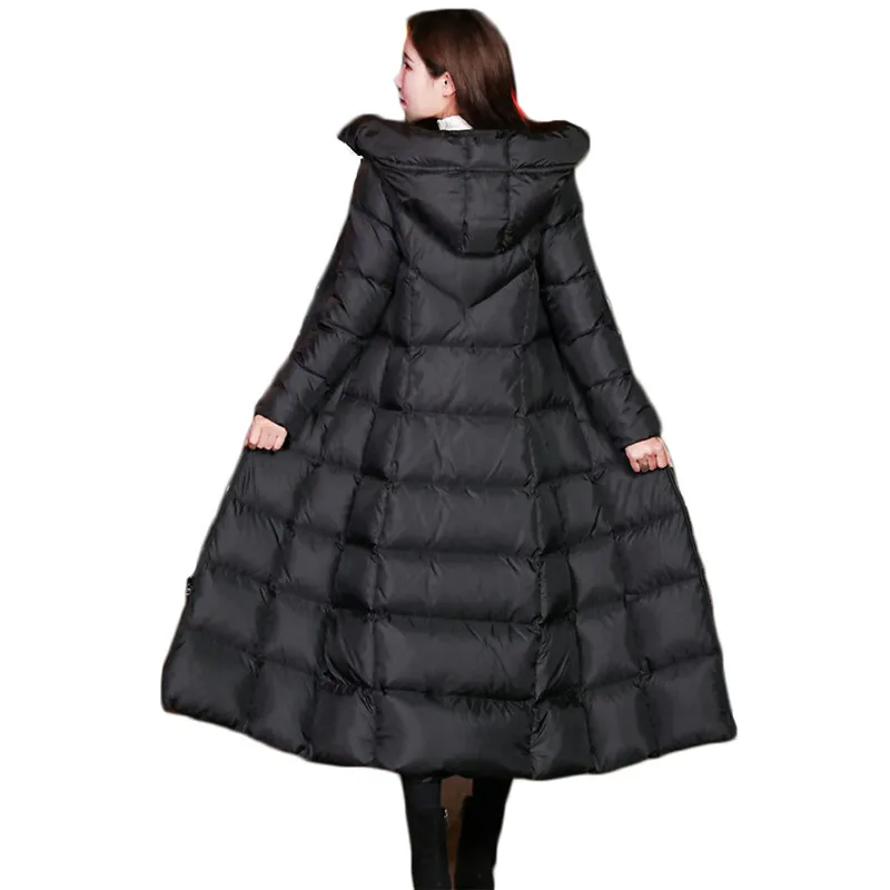 

2021 Nieuwe Vrouwen Winter Real Raccoon Dog Bontkraag Capuchon Witte Eend Down Jas Vrouwelijke Slanke Warme Lange Down
