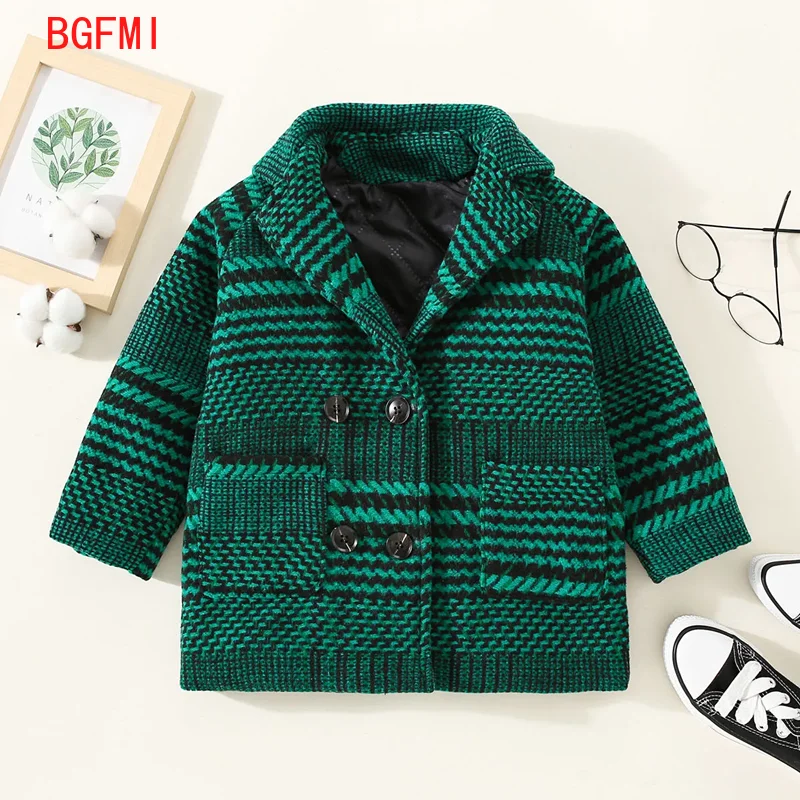 

2022 New Arrival Spring Fall Winter Boys Fashion Casual Cotton Plush Inside England Style Wool&Blends 2-9T Kids Slim Fit Clothes