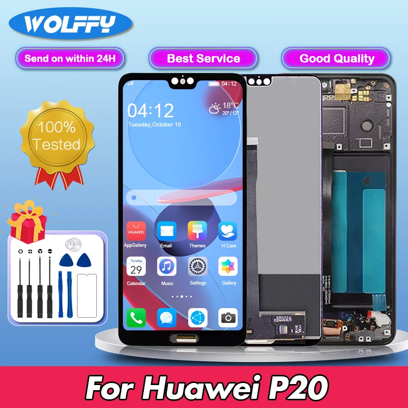 5,8 'дисплей для Huawei P20 EML-L29C EML-L09C EML-AL00 EML-TL00 LCD сенсорный экран со сканером отпечатков пальцев