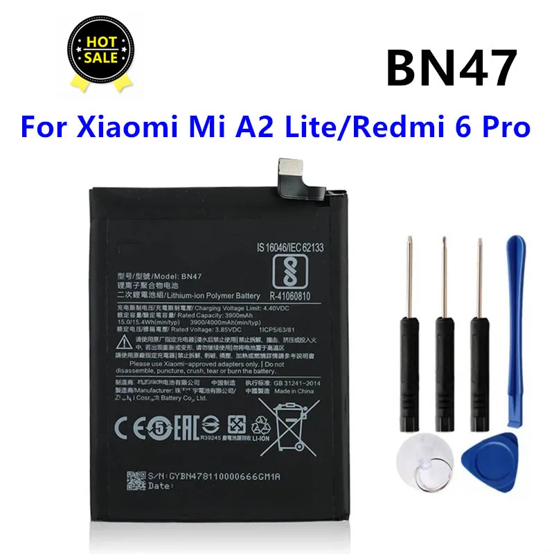 Новый высококачественный аккумулятор BN47 4000 мАч для Xiaomi Mi A2 Lite/Xiaomi Redmi 6 Pro сменные