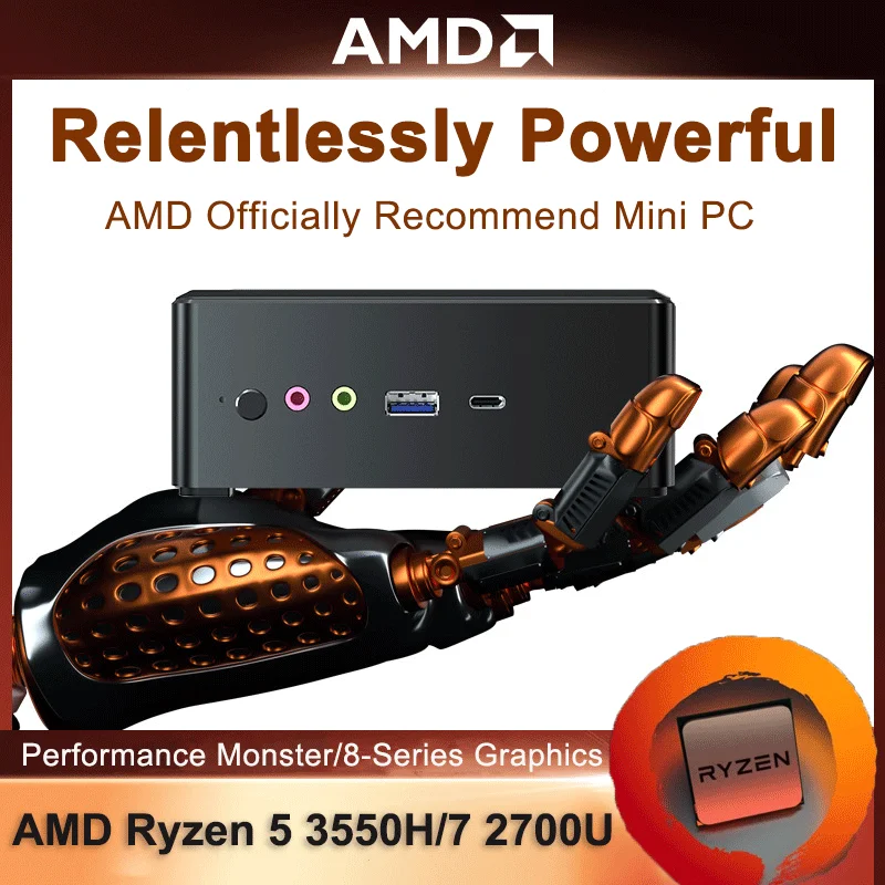 

Мини-ПК AMD Ryzen R5 3550H R7 2700U Vega 10 Graphic 2 * DDR4 M.2 NVMe игровой компьютер Windows 10 4K HTPC HDMI2.0 DP AC WiFi