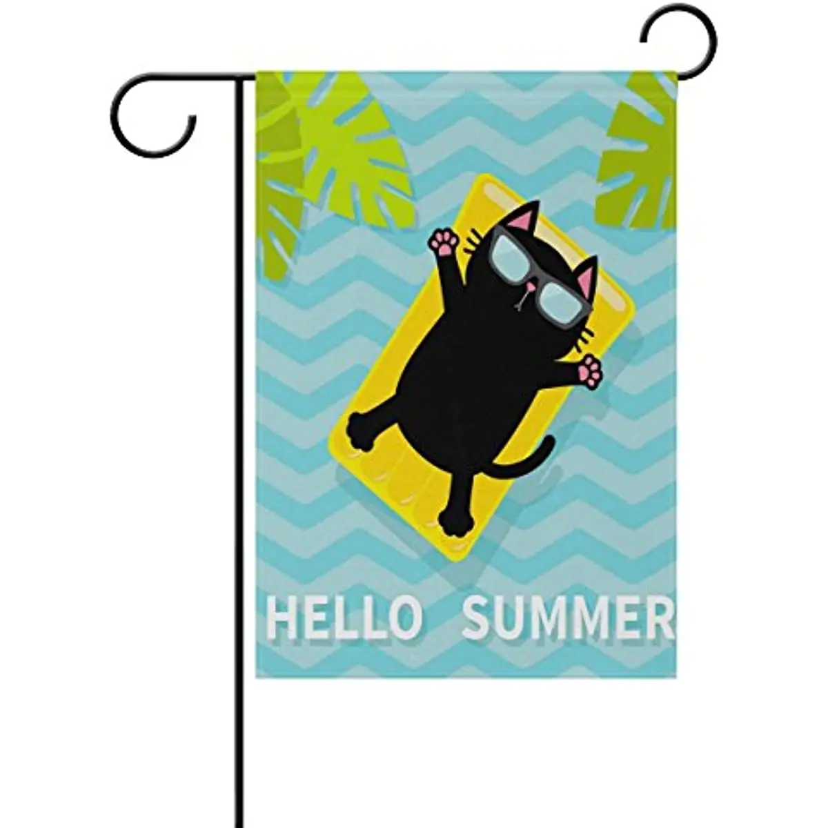 

Cooper Girl Hello Summer Funny Cat Garden Flag Yard Banner Polyester for Home Flower Pot Outdoor Decor 12X18 Inch
