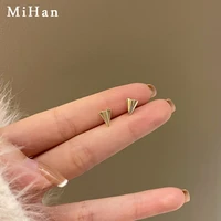 mihan 925 silver needle mini small metal earrings 2021 new trend black gold color stud earrings for women party gifts