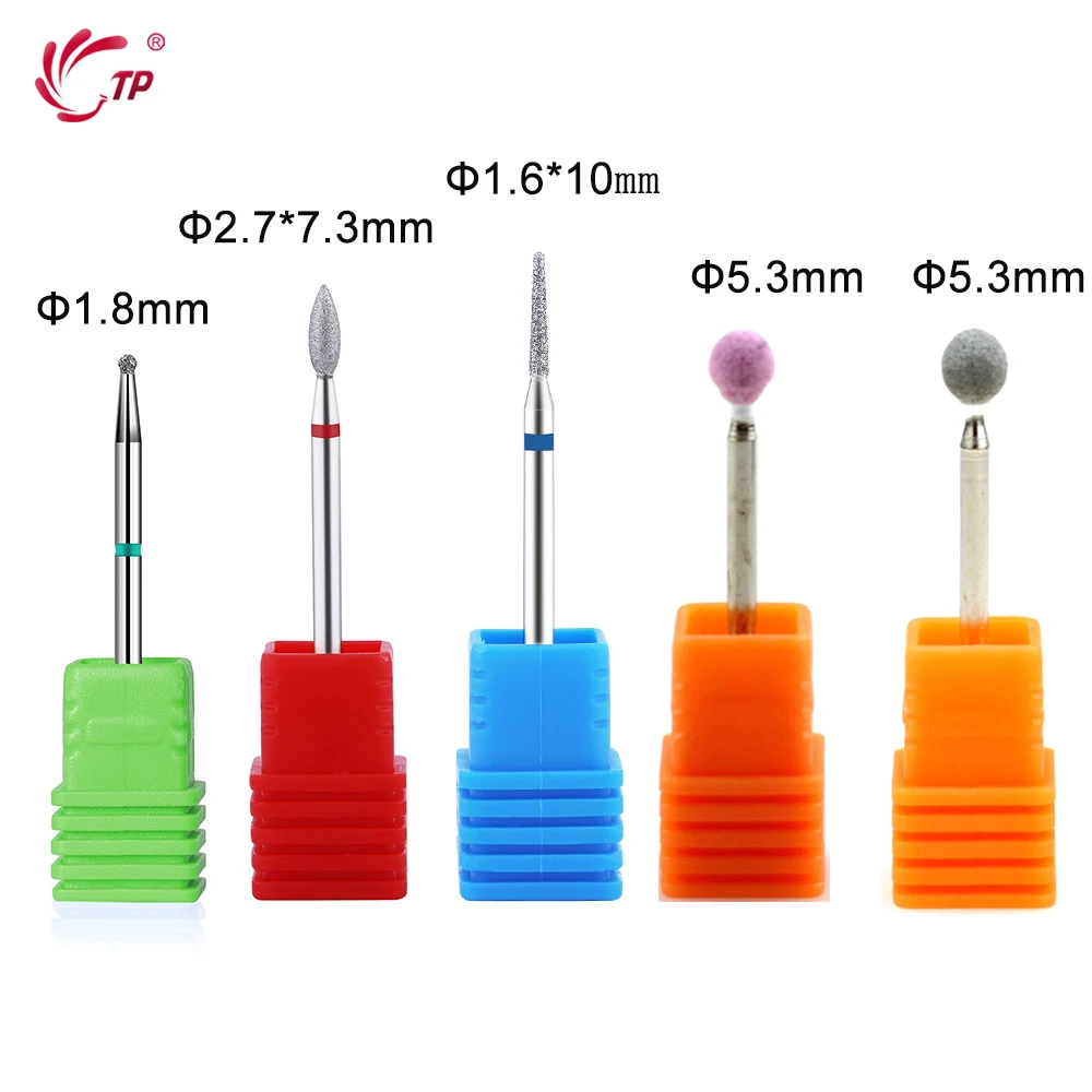 

5pcs set Carbide Nail Drill Bit Rotate Burr Cuticle Clean For Electric Machine Manicure Pedicure Tip Diamond Stone Naill File