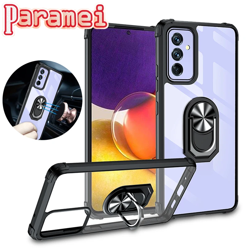 

Shockproof Clear Phone Case For Samsung Galaxy A02 A03S A7 A9 A10 A11 A12 A20 A30 A31 Magnetic Ring Stand Holder Silicone Cover
