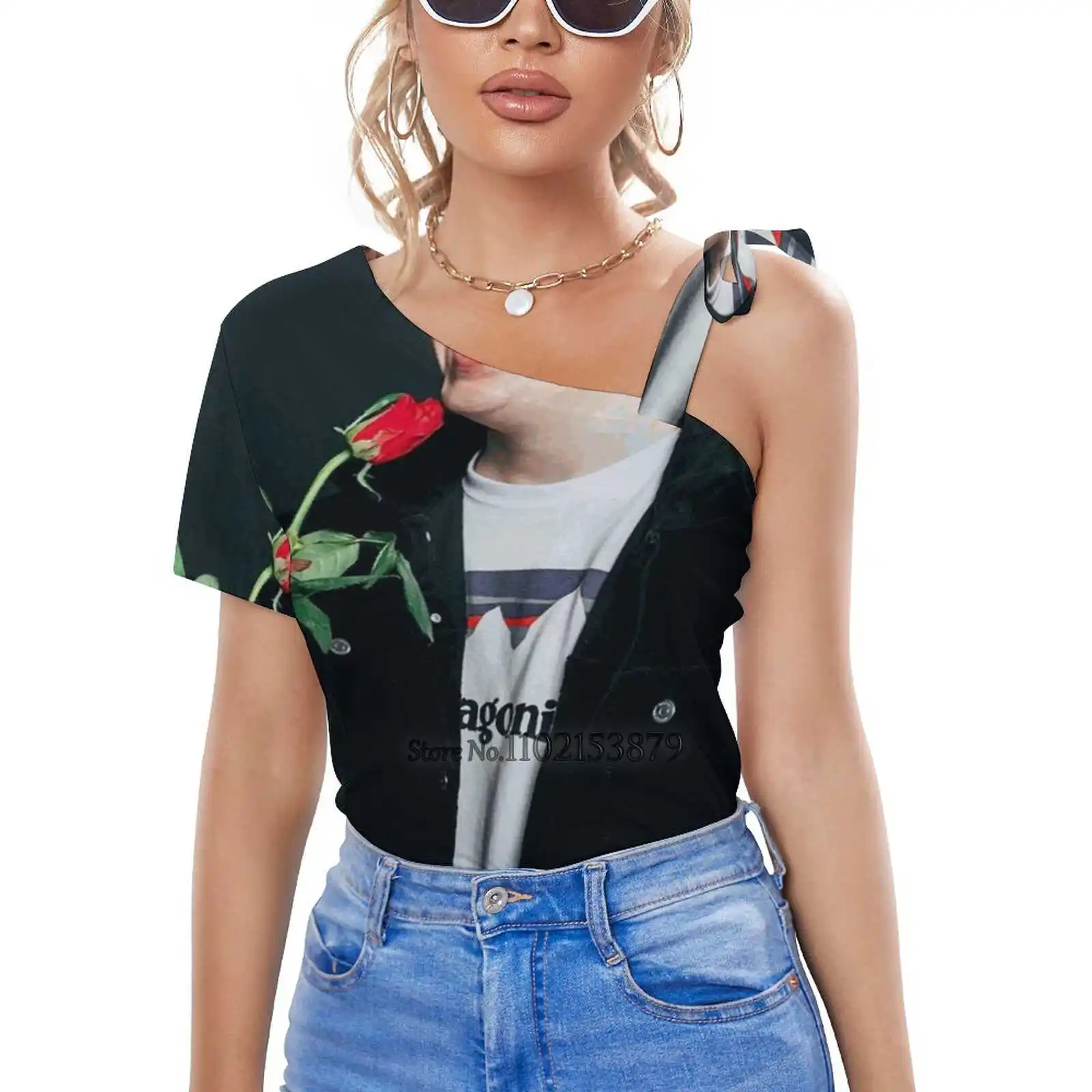 Забавная женская одежда Capaldi топы с V-образным вырезом футболка на молнии Женская