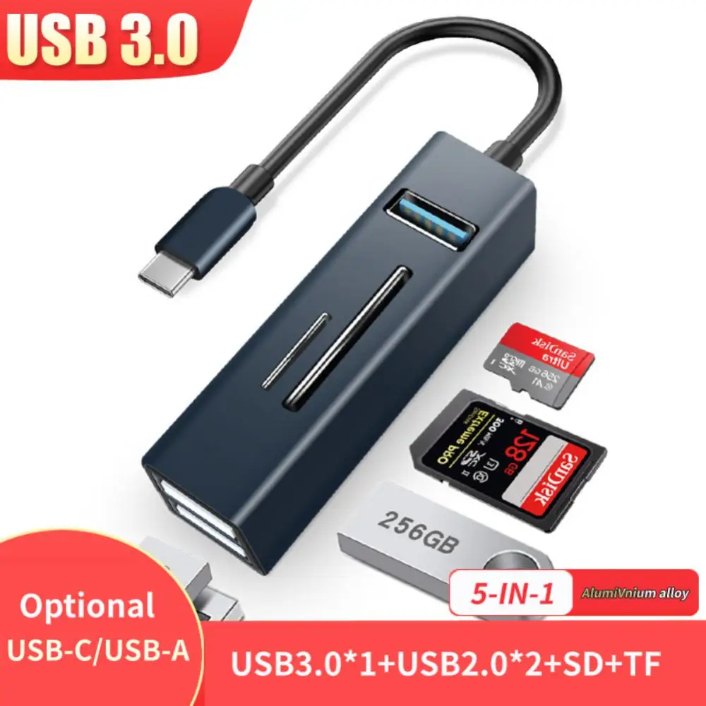 

5 Gbps Usb Docking Station Portable With Sd / Tf Card Reader Usb Splitter 10w Usb C Adapter Office Tools Usb3.0 High-speed Mini