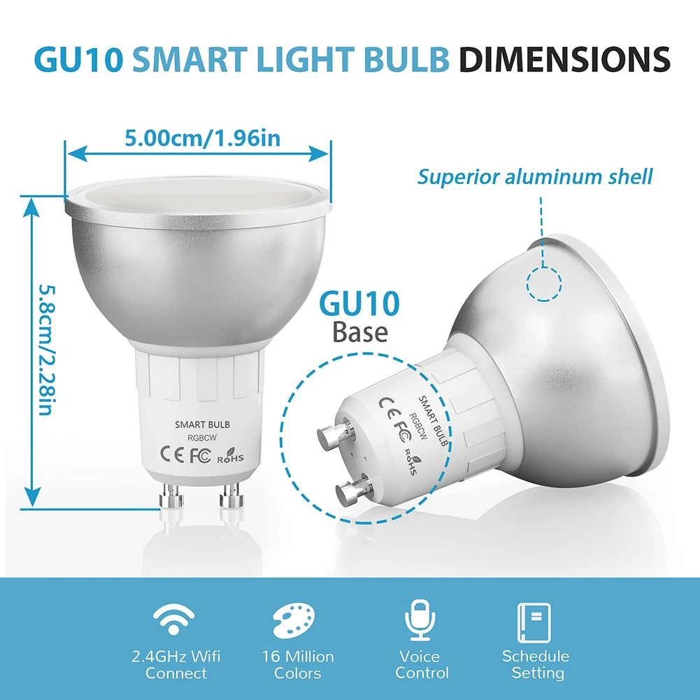 Tuya GU10 Smart LED Light Bulbs 5W WiFi Track Light Bulbs RGB C+W Dimmable Lamp Smart Life Voice Control with Alexa Google Home images - 6