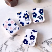 cute flower contact lens case women lovely cosmetic lens container portable travel set spectacle case storage lens