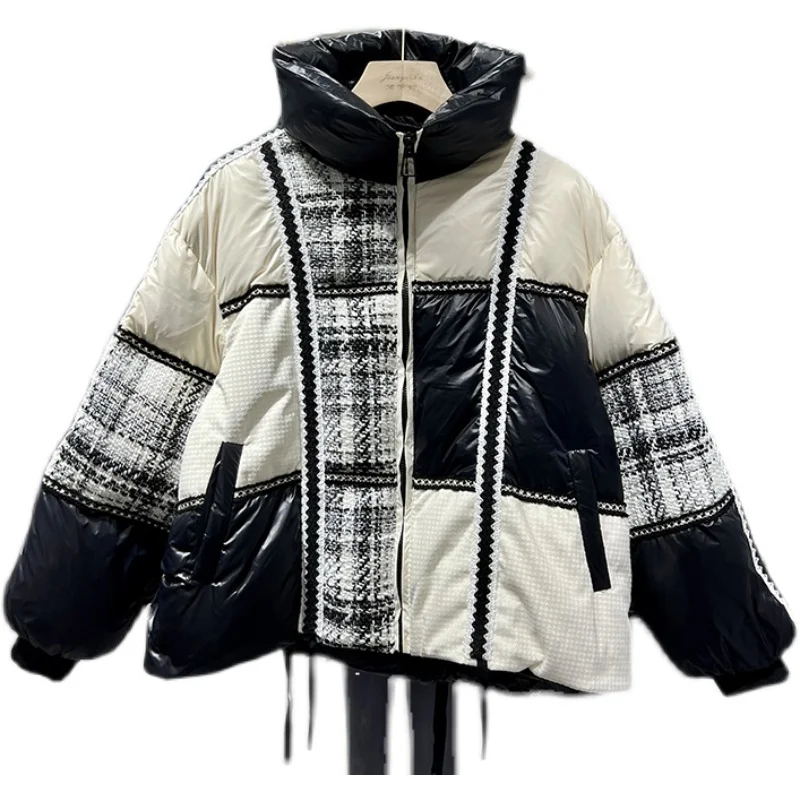 New Women Down Jacket Casual Style Autumn Winter Coats And Parkas Patchwork Female Outwear