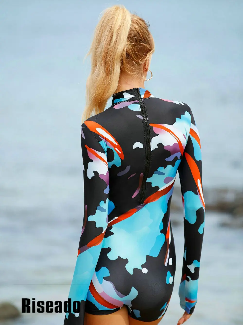 Женская рубашка для плавания с длинными рукавами Rash Guard UPF 50+ цельный купальный