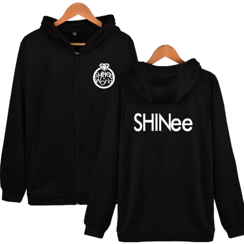 

K POP K-POP KPOP SHINEE, толстовки с капюшоном на молнии в стиле Харадзюку, Женская куртка с капюшоном на молнии с надписью, верхняя одежда, одежда в ст...