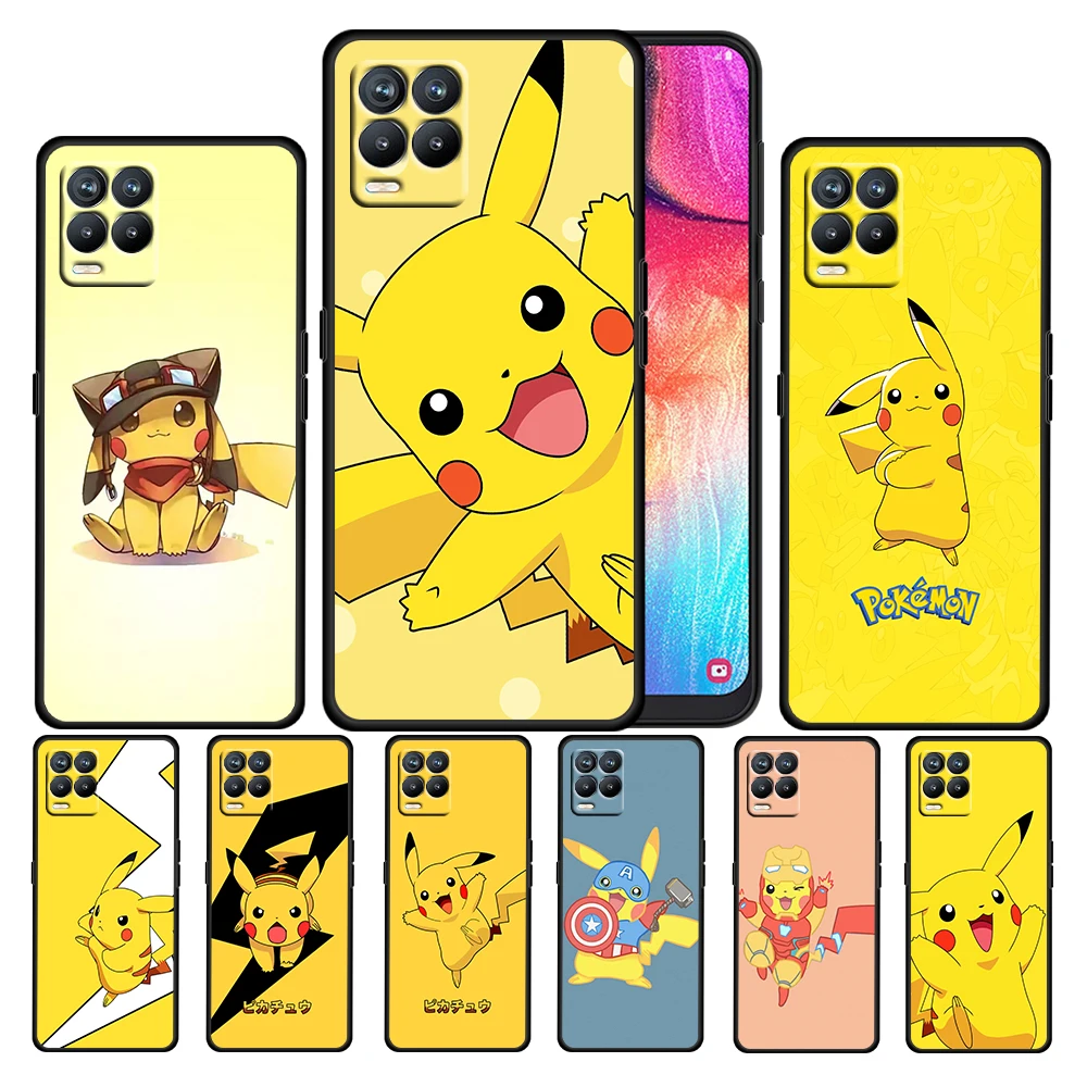 

Pikachu Anime Lovely For OPPO GT Master Find X5 X3 Realme 9 8 6 C3 C21Y Pro Lite A53S A5 A9 2020 Black Phone Case Cover Capa