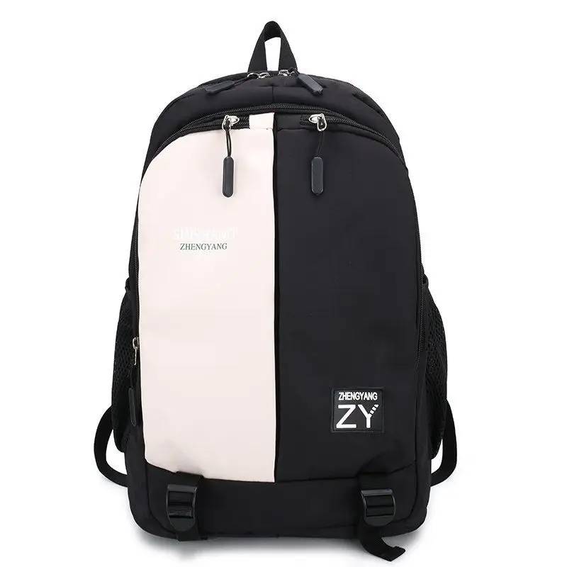 

Men High School Backpack Women Large Nylon Black University Student School Bags for Teen Boy Girl Bookbag fashion patchwork 2022