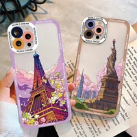 world famous historical landmark building clear phone case for iphone x xr xs 7 8 plus se 2020 11 12 13 promax transparent cover